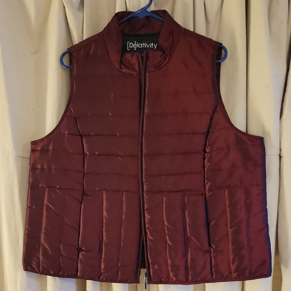 Relativity Burgundy Puffer Vest
